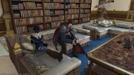 Gil and Luna lounging at home